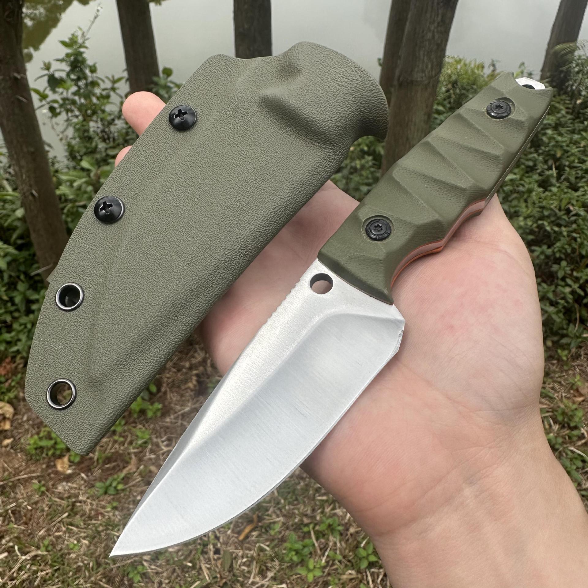 便携户外直刀锋利耐用d2刀片g10防滑手柄k鞘佩皮带扣实用刀具