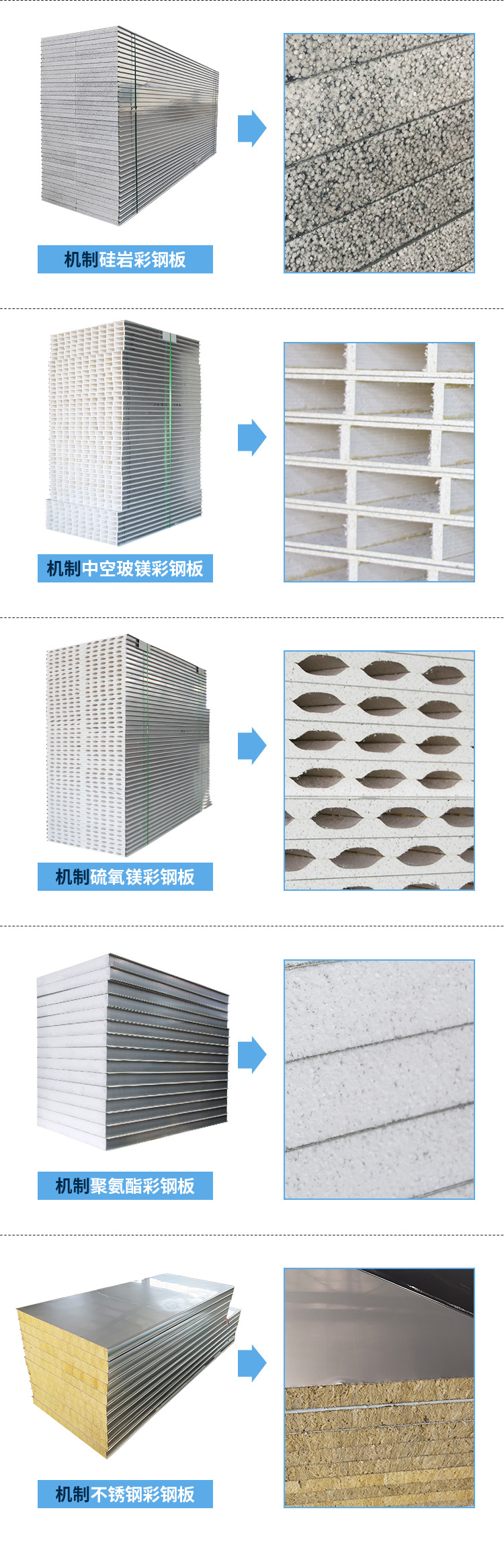 净化彩钢板机制硅岩彩钢板无尘车间净化硅岩夹芯板厂家洁净板