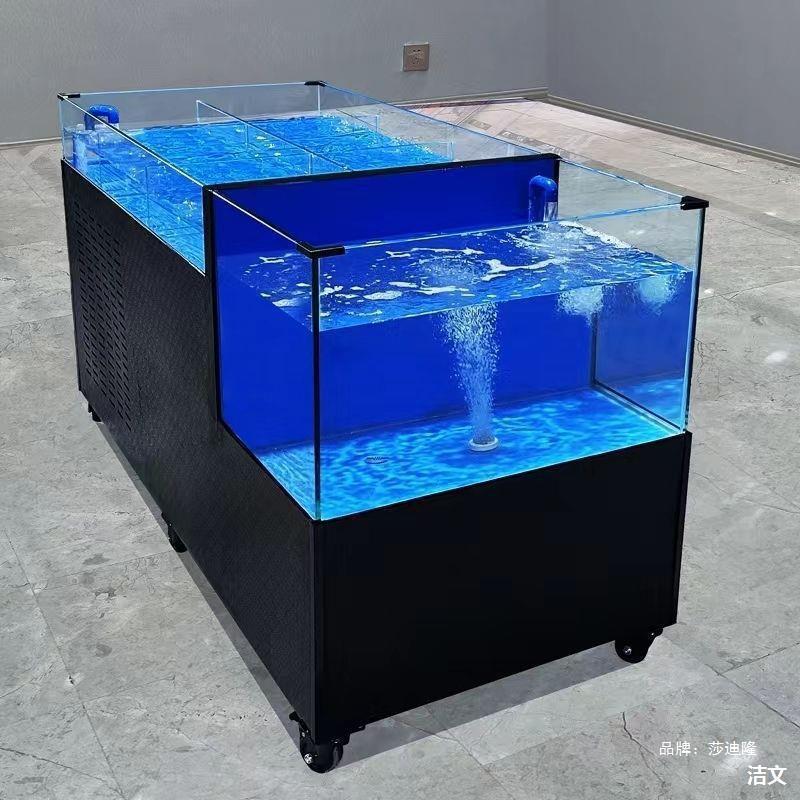 海鲜鱼缸海鲜池商用酒饭店鱼缸超市卖鱼池水产海鲜混养池制冷过滤