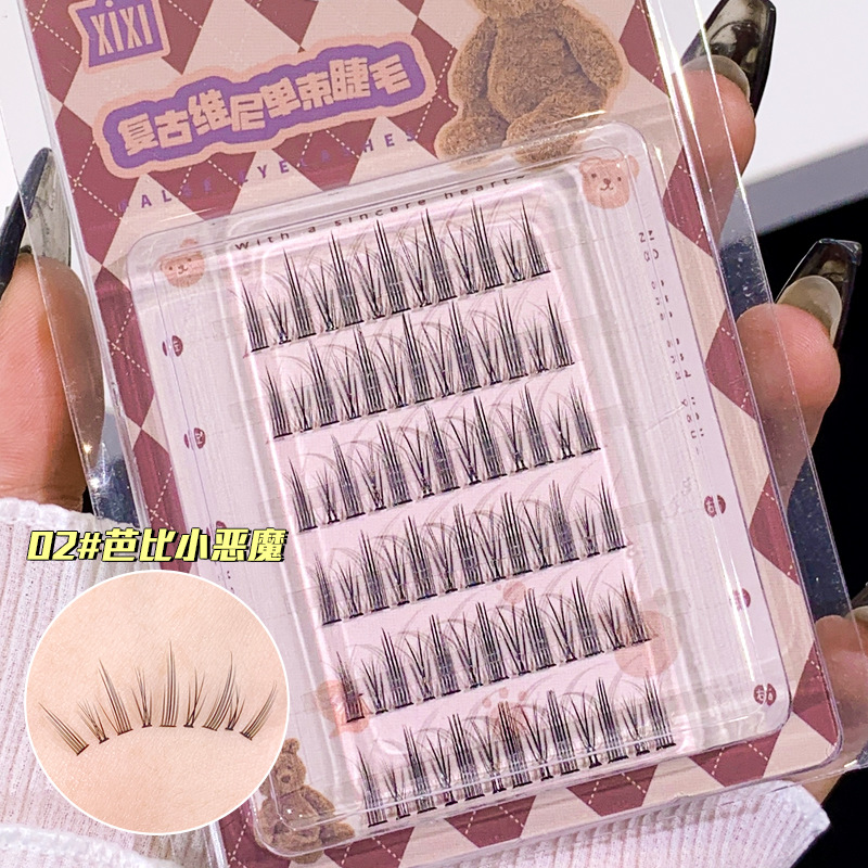 Xix Retro Pooh Single Bunch of False Eyelashes Lazy Thai Cartoon Eyelashes Natural Easy to Use Segmentation Beginner