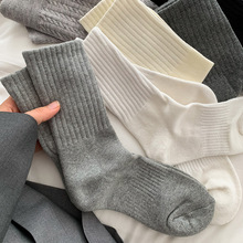 毛圈袜子女春秋季中筒袜棉加厚保暖灰色白色毛巾睡眠春天长筒袜