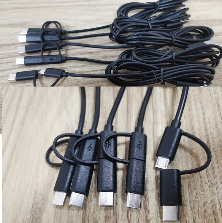 安卓转type-c二合一黑色数据线 适用于v8乐视接口一拖二数据线