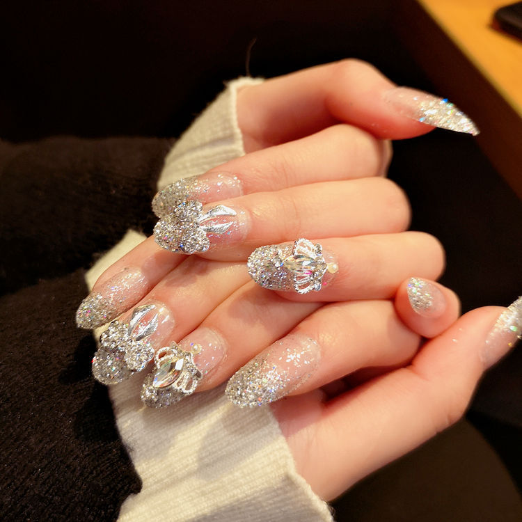 网红穿戴式美甲指甲贴片假指甲成品新娘学生显白可拆卸美甲贴甲片