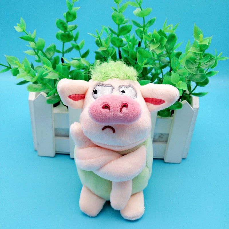 4寸新款绿毛猪毛绒玩具玩偶钥匙扣可爱娃娃情侣包包挂件生日礼物