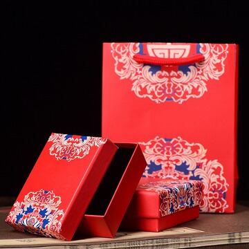首饰礼品喜庆高档包装礼盒龙纹手提袋手链手串套装礼物包装盒代发