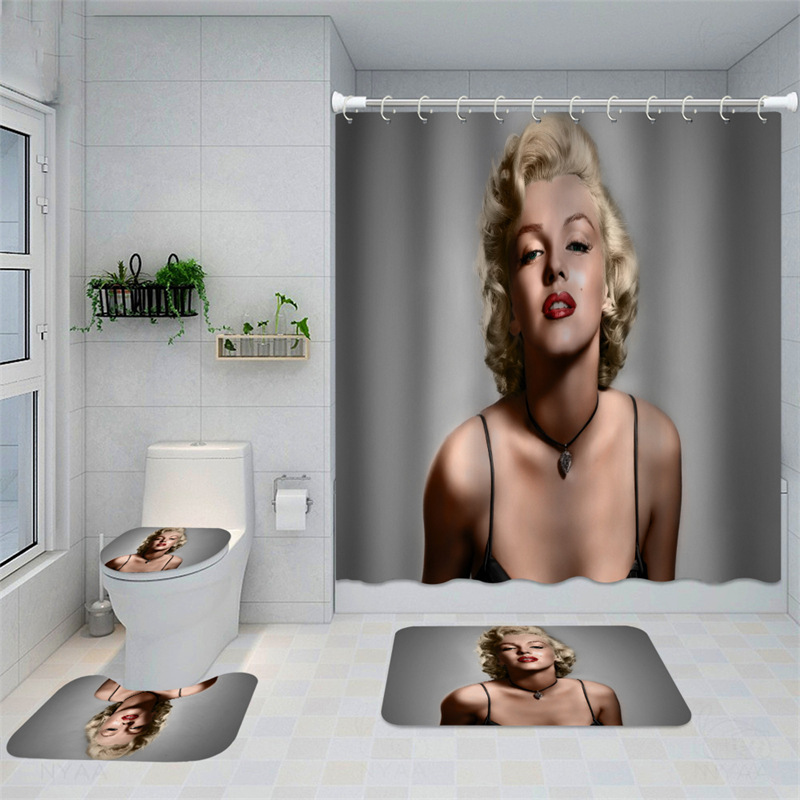 Come * Picture * Set * Marilyn Monroe AliExpress Amazon Cross-Border Hot Sale Creative 3D Digital Printing Shower Curtain