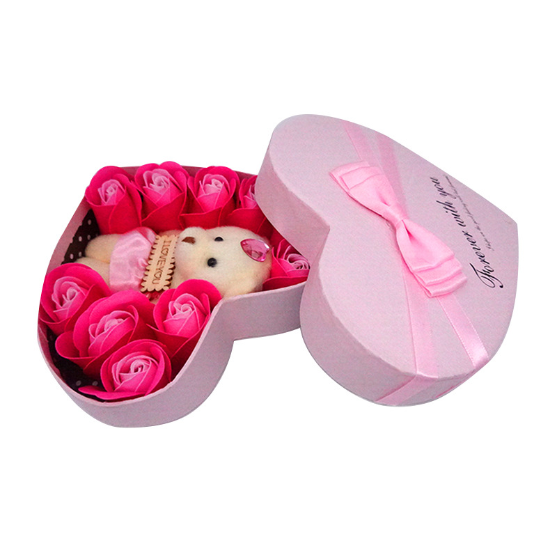 SOURCE Factory Rose Gift Box Creative 10 Soap Flower Bear 520 Valentine's Day Girlfriend Qixi Birthday Gift