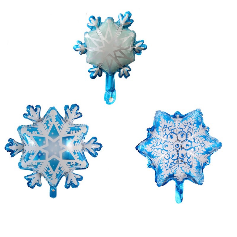 新品雪花造型铝膜气球冬季雪花片星星生日铝箔气球批发圣诞节装饰