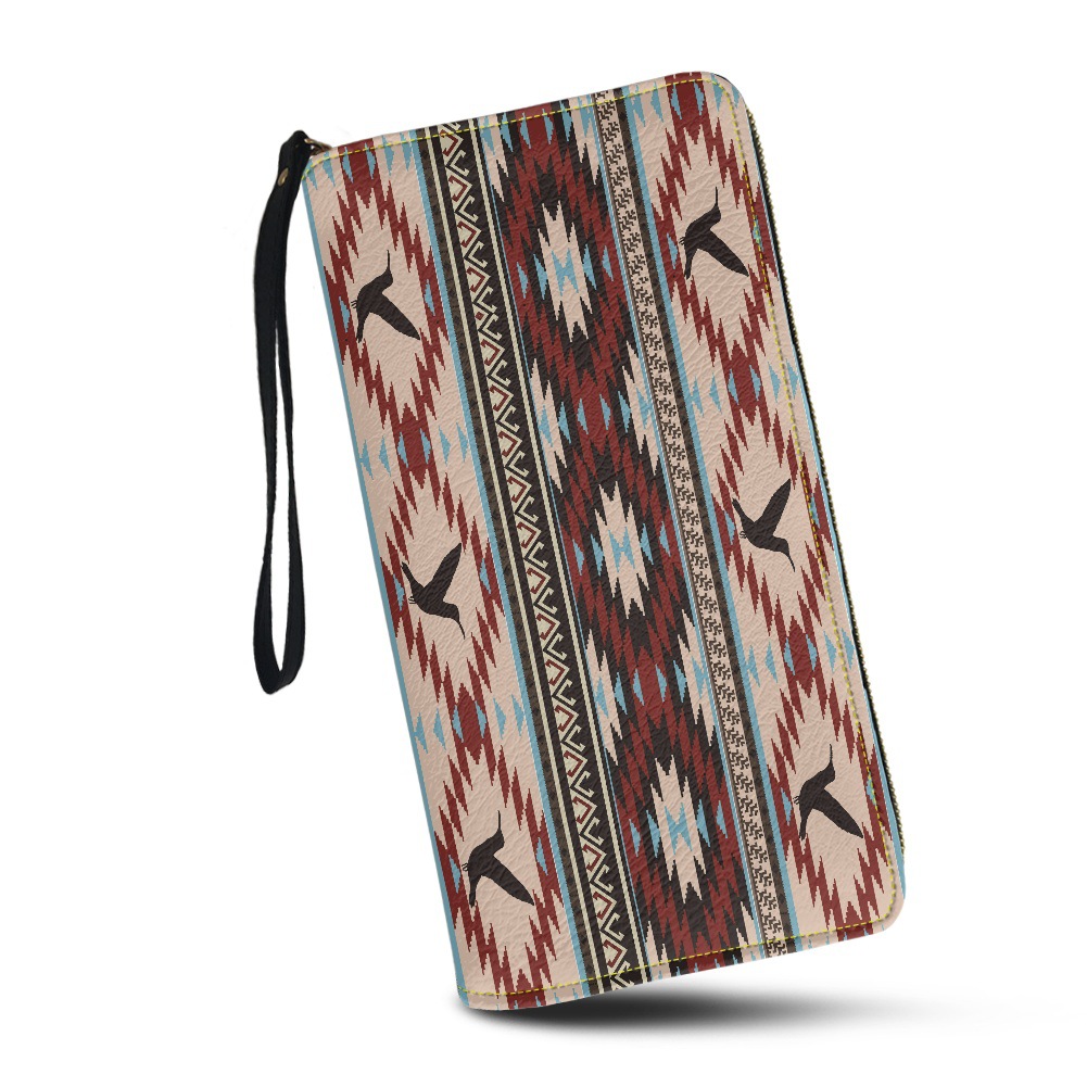 非洲图腾复古民族风女士钱包 手带款purse便捷街头手拿包亚马逊