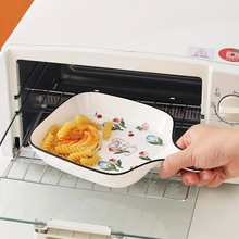 卡通陶瓷烤盘微波炉烤箱专用手柄盘儿童可爱菜盘子网红家用单代发