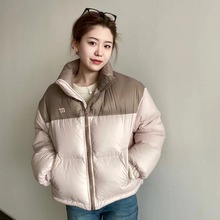 2024冬季韩版新款拼色羽绒服女短款加厚面包服小个子学生加厚外套