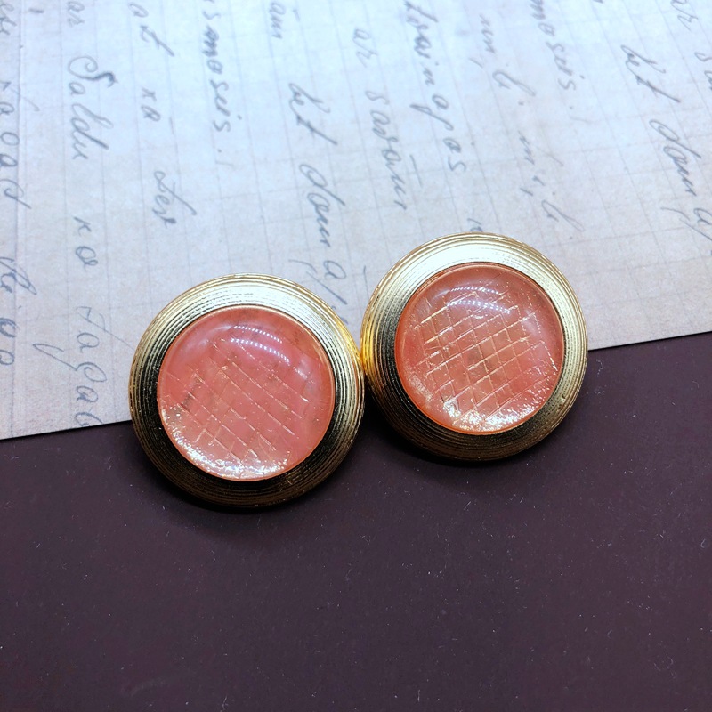 海外尾货monet打标银针耳钉电镀真金石头宝石vintage中古耳夹a48