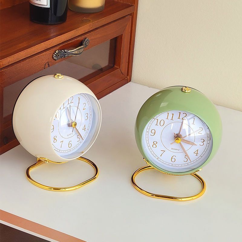 Retro Simple 3.5-Inch Convex Ring Alarm Clock Student Mute Ins Style Table Clock Bedroom Small Night Lamp Alarm Clock