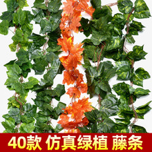 葡萄叶假花藤条藤蔓植物树叶绿叶水管道吊顶装饰塑料绿萝批发