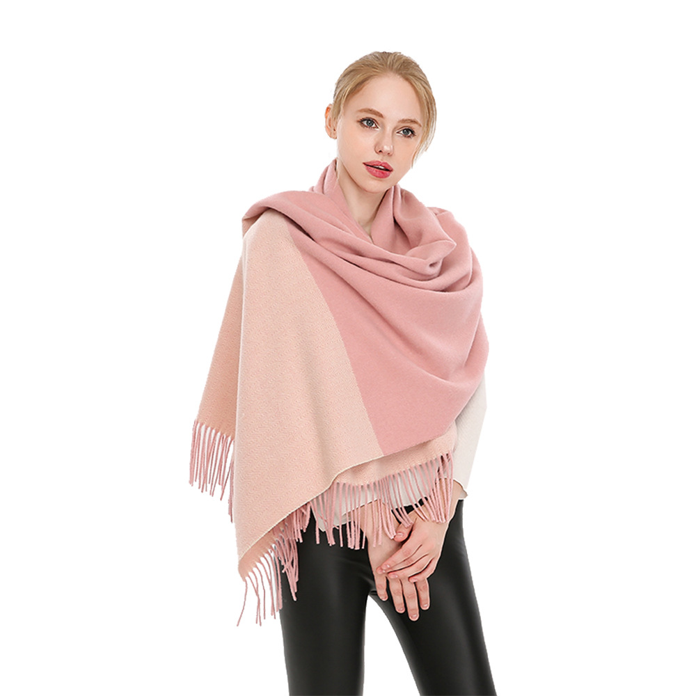 Foreign Trade Cross-Border Winter Hot Women's Wool Scarf Creative Color Matching Long Tassel Classic Fashion Scarf Shawl