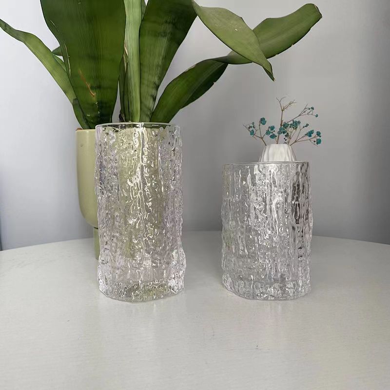 2024新款树皮纹玻璃杯高颜值水杯女果汁杯ins风咖啡威士忌杯