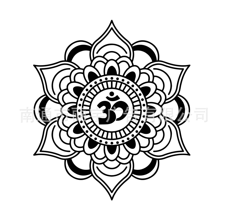 莲花 宗教部落图案自粘可移除pvc墙贴 车贴 门贴 贴纸 装饰客厅