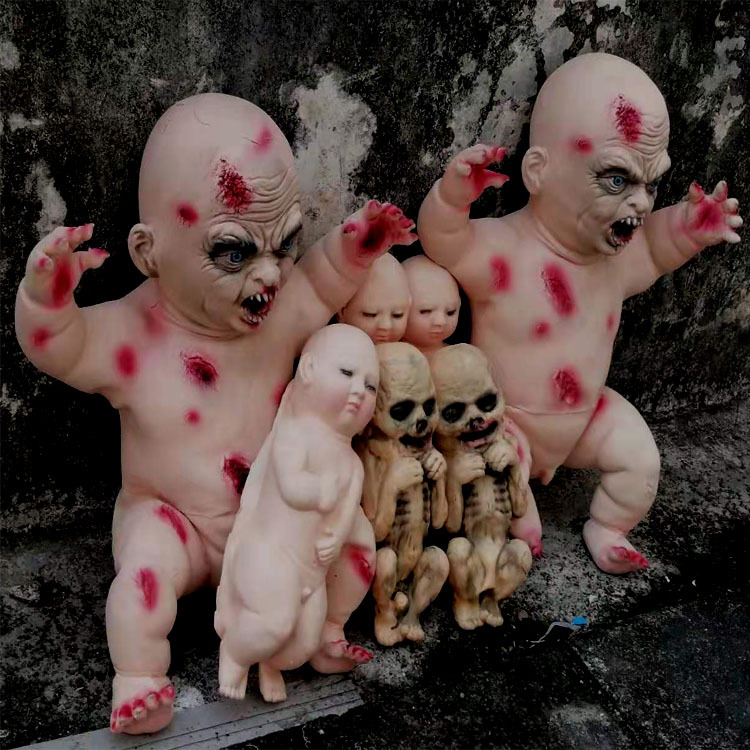 恐怖鬼屋道具万圣节干尸娃娃整蛊吓人鬼婴摆件密室逃脱装饰剧本杀