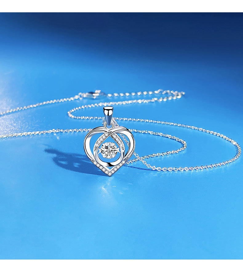 永恒跳动的心项链女纯银爱心莫比乌斯环灵动吊坠小众设计 520礼物