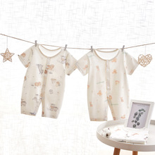 婴儿衣服夏季新款新生儿短袖爬服纯棉可爱连体哈衣宝宝睡衣空调服