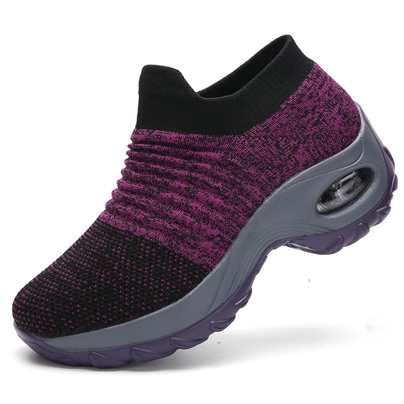 2022 Cross-Border E-Commerce plus Size Women's Shoes Air Cushion Fly-Knit Sneakers Slip-on Shoes Sock Shoes