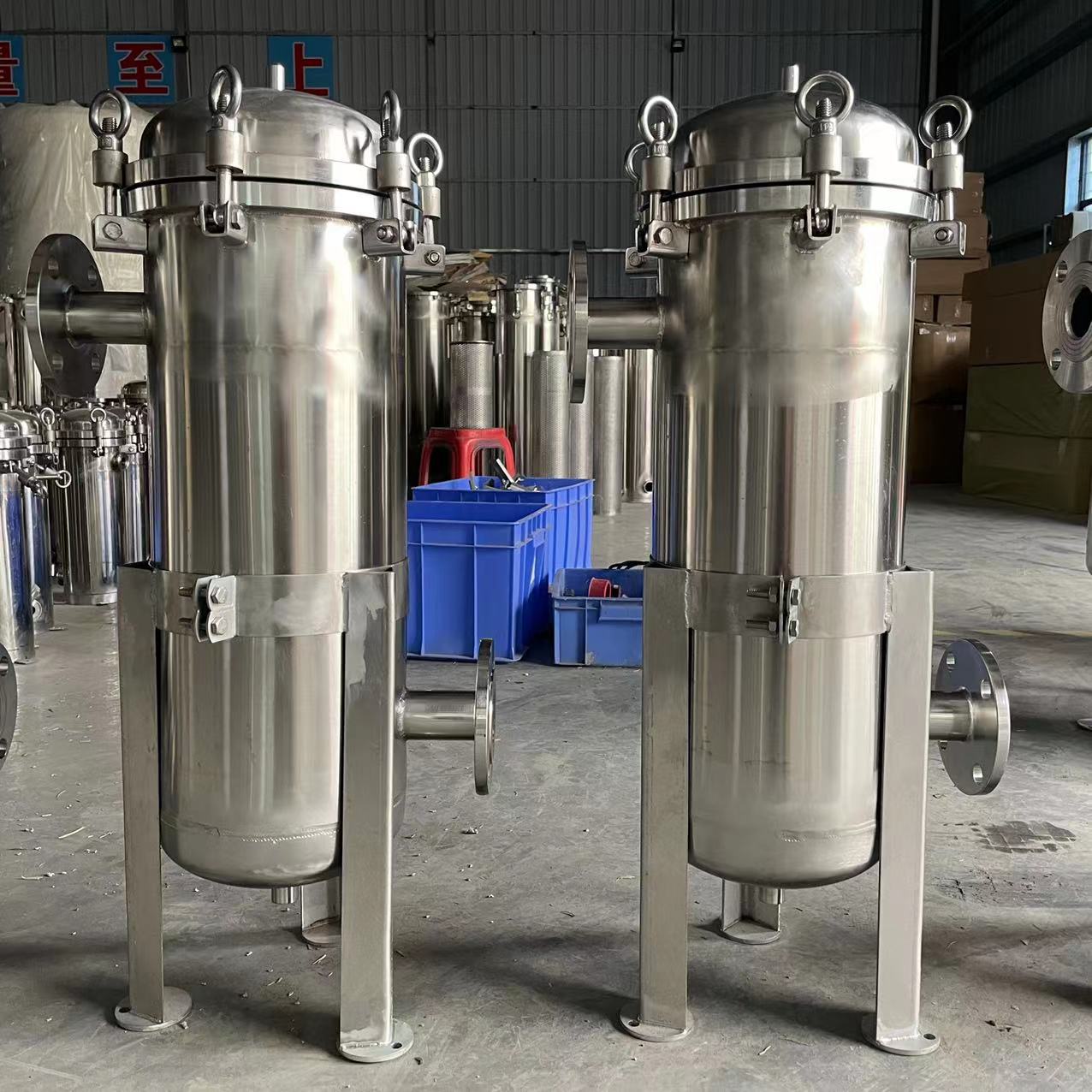 304不锈钢袋式过滤器 白酒椰汁食品级过滤设备 活动支腿法兰接口
