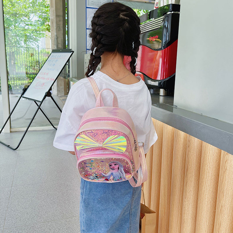 Children's Bags 2023 Spring New Sequins Bow Backpack Princess Transparent Bag Kindergarten Backpack Foreign Trade