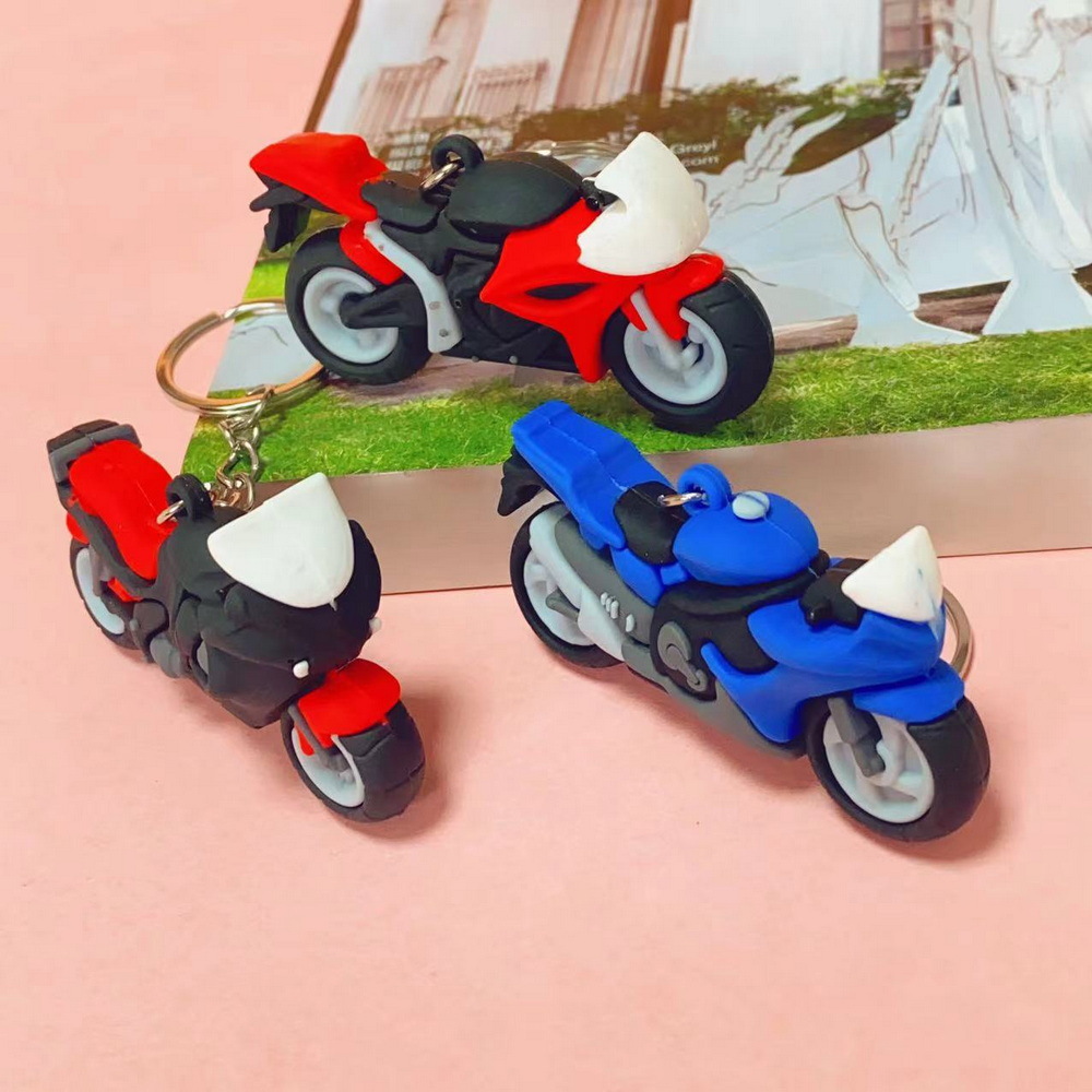 5405# Soft Rubber 3D Motorcycle Keychain Exquisite Bag Automobile Hanging Ornament Push Promotional Novelties