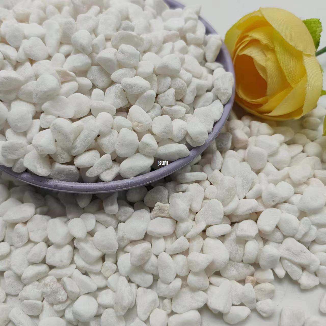 白色鹅卵石白石子铺路地面装饰庭院造景白色卵石机制石白色水洗石