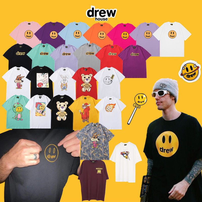 过毒过验品质drew笑脸短袖贾斯汀比伯同款潮高街男女情侣短袖t恤