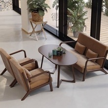 DX咖啡厅桌椅组合网红奶茶店洽谈卡座复古清吧简约休闲实木沙发商