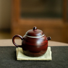 拓土粉引胭脂红茶壶陶瓷泡茶壶功夫茶具侘寂风小茶壶带过滤球孔壶