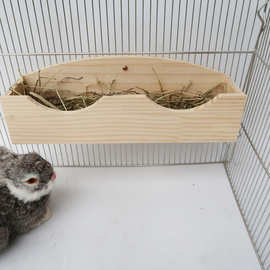 兔子木制草架 龙猫豚鼠大容量草槽 可 固定悬挂长方食盆  喂草盆