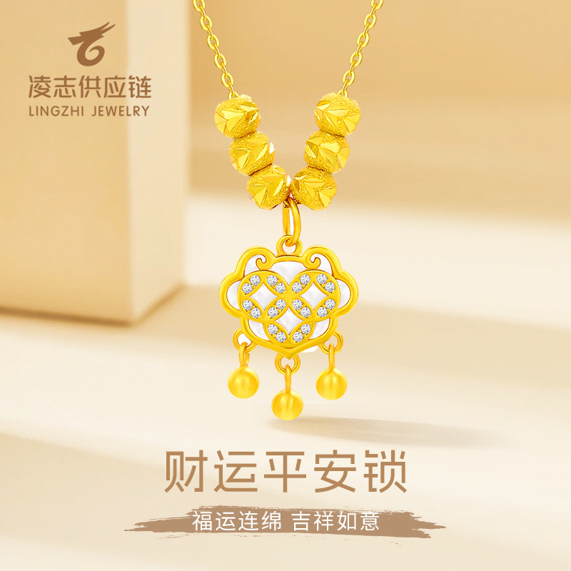 新品s925银招财平安锁项链女中国风转运珠纯银项链小红书同款推荐