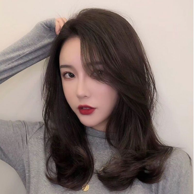 假发女长发长卷发中分浪假发套八字刘海女青年修脸真发全头套