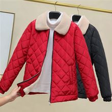 2023冬季新款棉衣女短款棉袄面包服加绒加厚棉服女装羊羔毛外套女