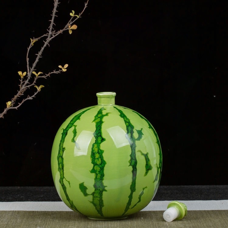 陶瓷酒瓶1斤3斤西瓜瓶密封空酒坛家居个性创意时尚摆件