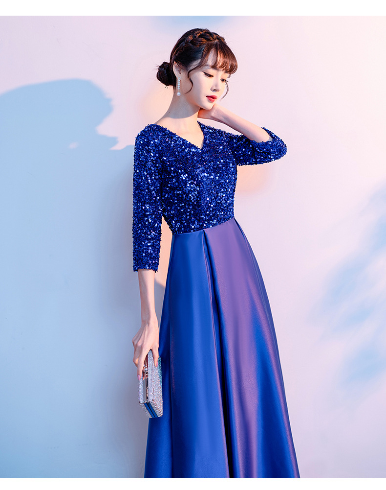 大合唱团演出服女长裙新款主持人独唱晚礼服爱国朗诵比赛舞台服装