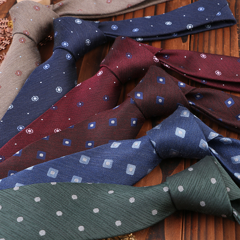 Men's Professional Business Polyester Cotton Interwoven 7cm Formal Casual Polka Dot Hand Tie Wedding Fashion Factory Direct Supply