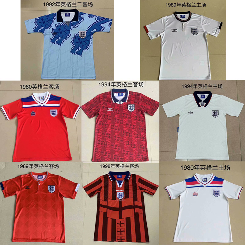 92英格兰复古球衣1998世界杯7号贝克汉姆20号欧文短袖足球衣服男