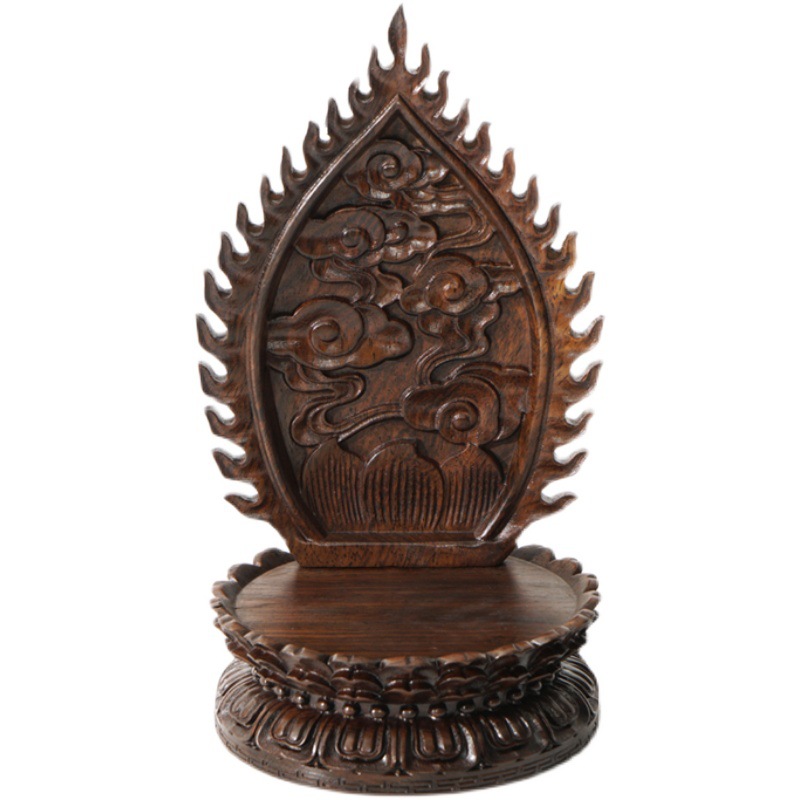 莲花底座观音财神实木莲花座椭圆关公背光加高摆托架佛像底座