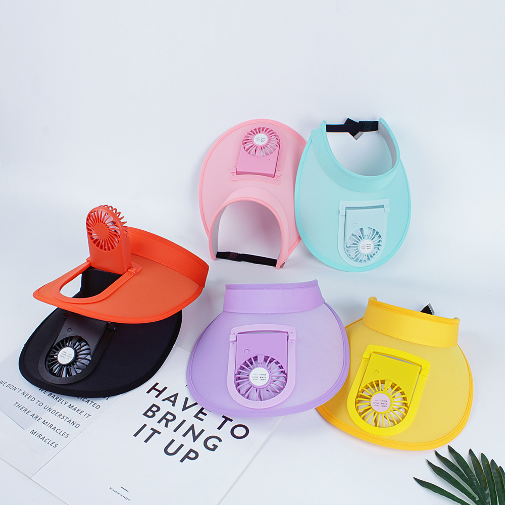 带风扇的帽子夏季新款网红太阳帽儿童电风扇空顶帽男女防晒无顶帽