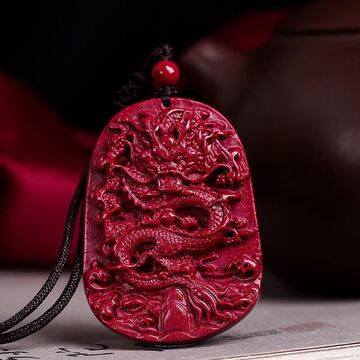 原矿正品朱砂龙牌吊坠紫金砂项链男女通用情侣平安饰品本命年项链