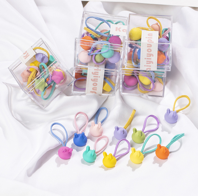 Boxed South Korea Girls' Headband Small Rubber Band Baby Cute Candy Color Hair Accessories Highly Elastic Hair Rope Children's Hair Ring