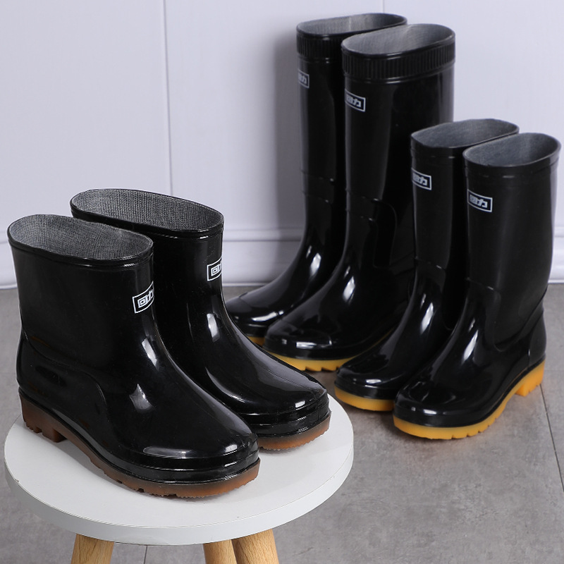 Men's High-Top Short Tendon Bottom 807 Warrior Rain Boots Long Wear-Resistant Waterproof Labor Protection Pull-Back Rain Boots