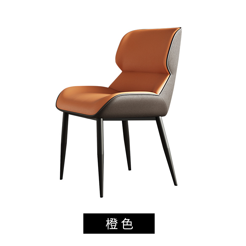Nordic Modern Dining Chair Home Stool Small Apartment Restaurant Soft Bag Hotel Armchair Simple and Light Luxury Leather Chair