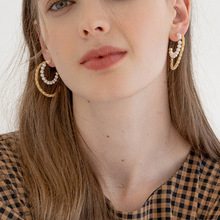 珍珠耳环女欧美ins风简约设计感耳圈小众不规则耳环earrings新款
