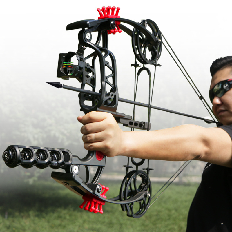 huwairen夜鹰短款钢珠复合弓箭支两用三角滑轮弓户外射击射箭弓箭