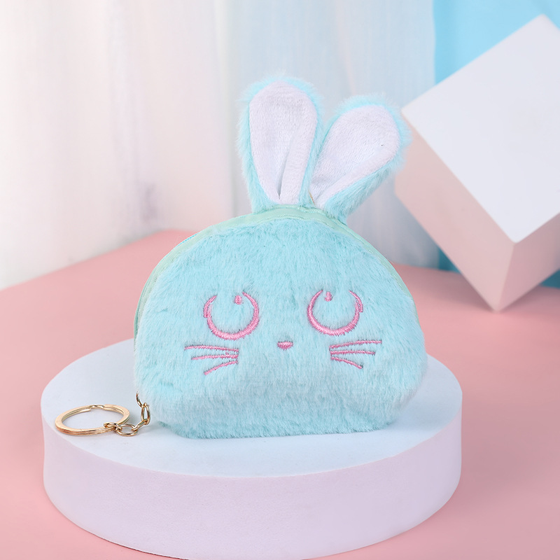 Japanese Cute Rabbit Plush Pouch Women's Korean-Style Cartoon Student Portable Hand Bell Travel Storage Ugly and Cute Coin Purse