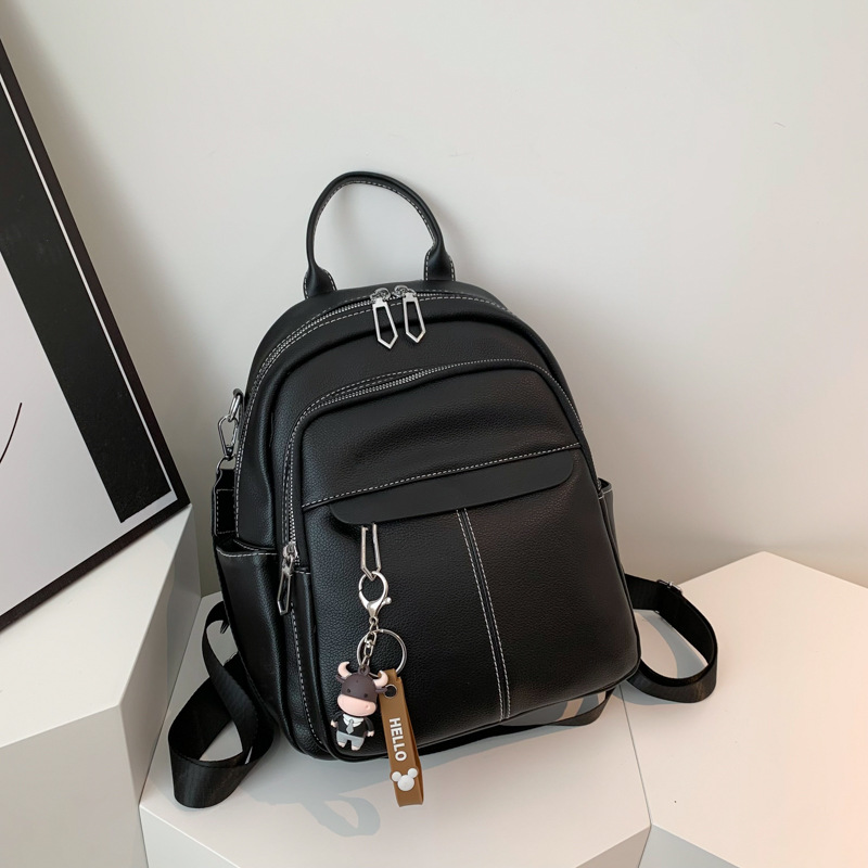 Fashion Trendy Backpack Women's Pu Soft Leather 2023 New Korean Style Versatile Outdoor Travel Shoulder Bag